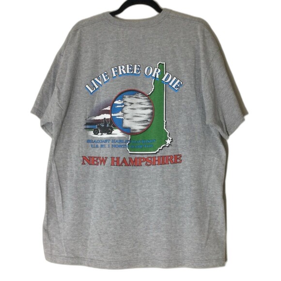 Harley-Davidson T-Shirt Men's Size XL Color Gray Seacoast NH Live Free or Die - Picture 2 of 11